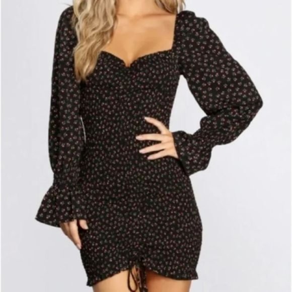 O. Vianca Animal Print Ruched Long Sleeve Mini Dress Size Small. - Picture 2 of 15